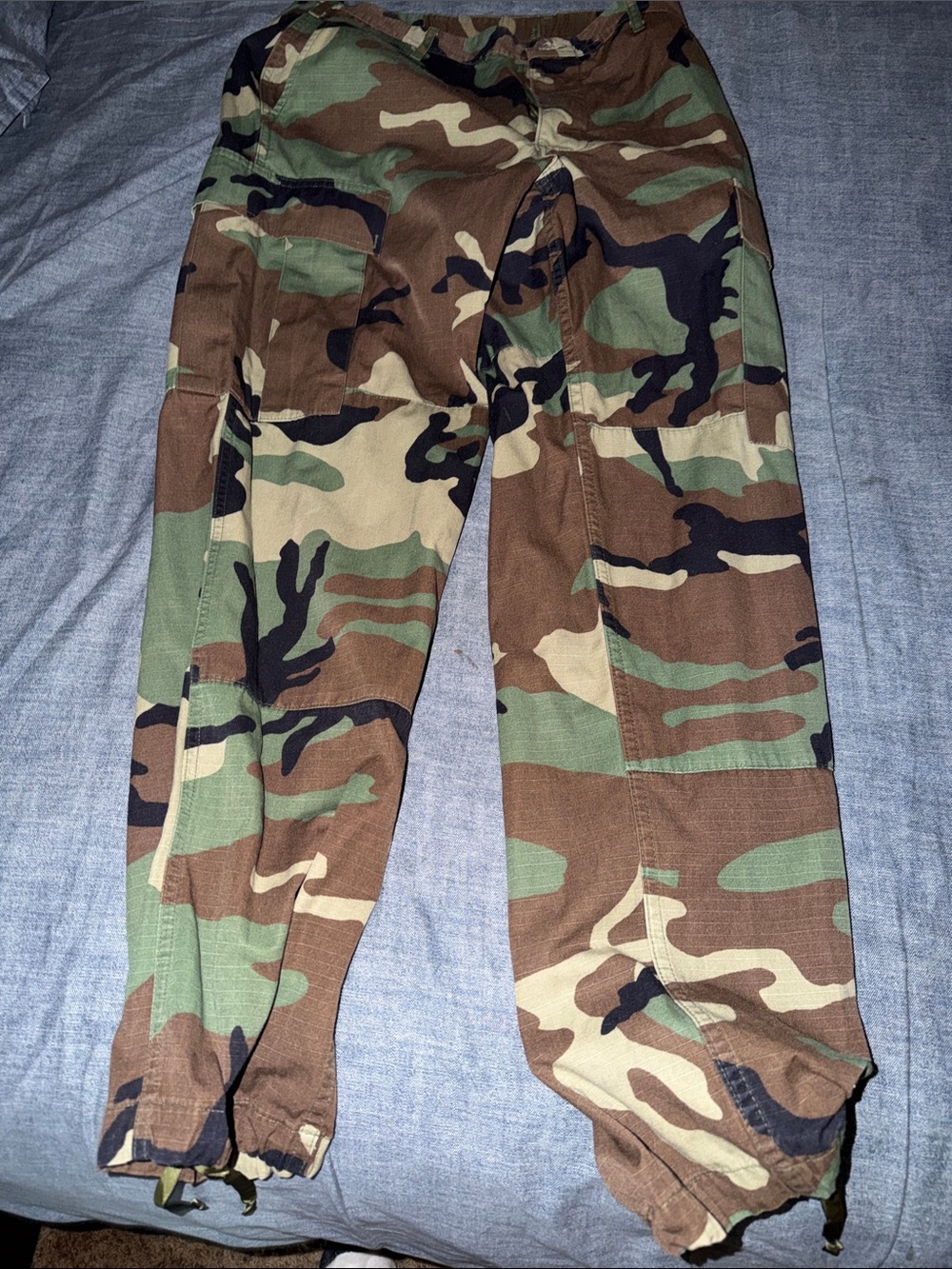 Classic Woodland Camo Cargo Pants - Green/Brown/Black